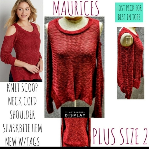 Maurices Tops - Maurices Top Cold Shoulder Shark Bite Plus Size 2